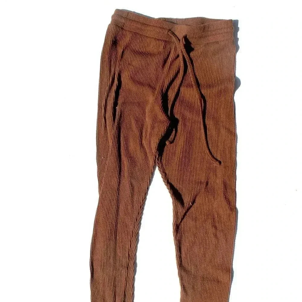 Ultra Flirt Brown Soft Straight Leg Drawstring Women's Lounge Around Pants Small